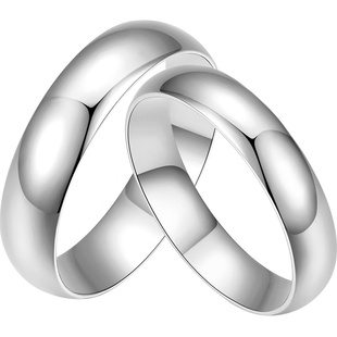 周六福S925纯银情侣一对戒指男女简约素圈纪念生日礼物送女友礼物