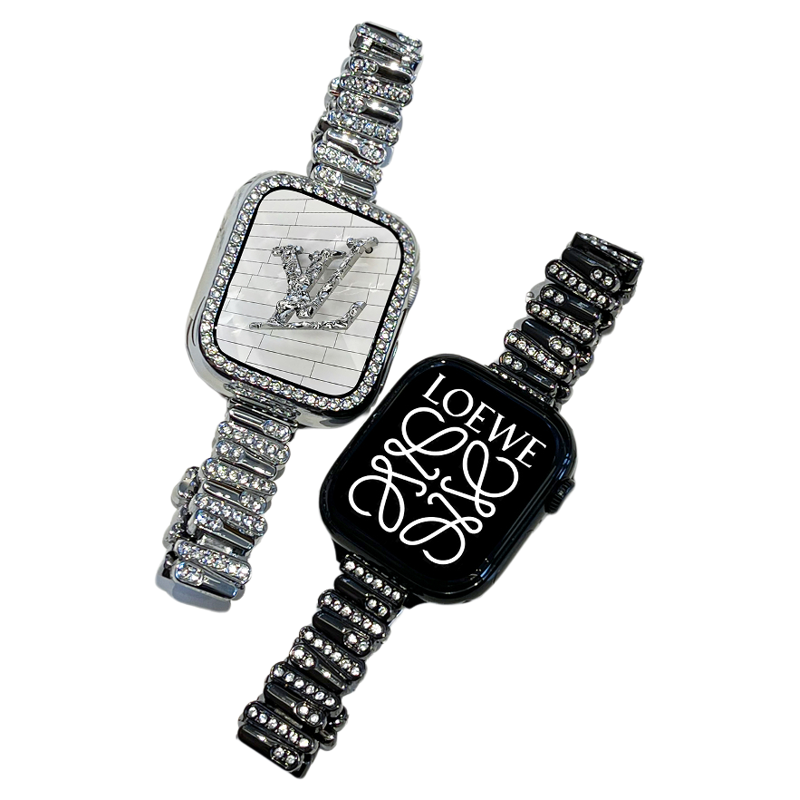 适用iWatch10不规则闪钻金属表带