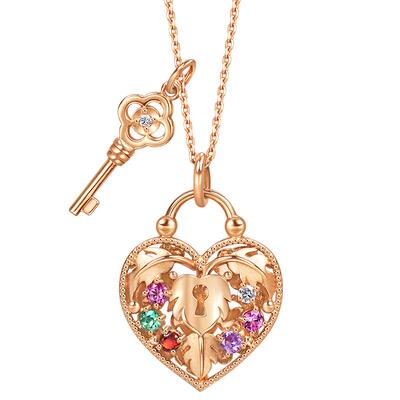 周生生V&A系列心型宝石挂锁套链