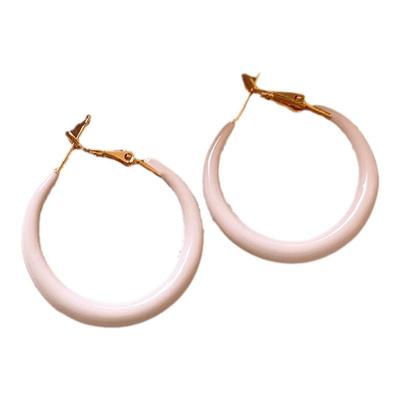 新款白色滴釉圈圈大耳环夸张耳饰