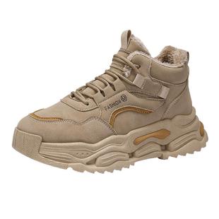 高帮男鞋冬季加绒加厚保暖大棉鞋男士皮毛一体防寒劳保工装马丁靴