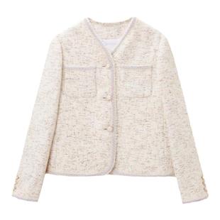 OVV秋冬热卖女装优雅高贵经典粗花呢V领羽绒服外套