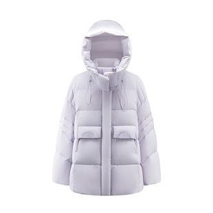 艾莱依2025冬季新款羽绒服女可脱卸连帽时尚简约时尚感中长款外套