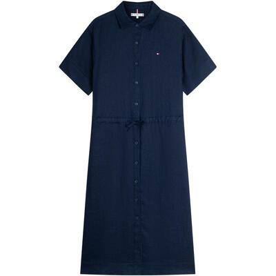 Tommy女装亚麻收腰宽松衬衫裙
