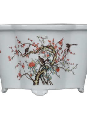 陶瓷粉彩喜上眉梢异形中号花盆