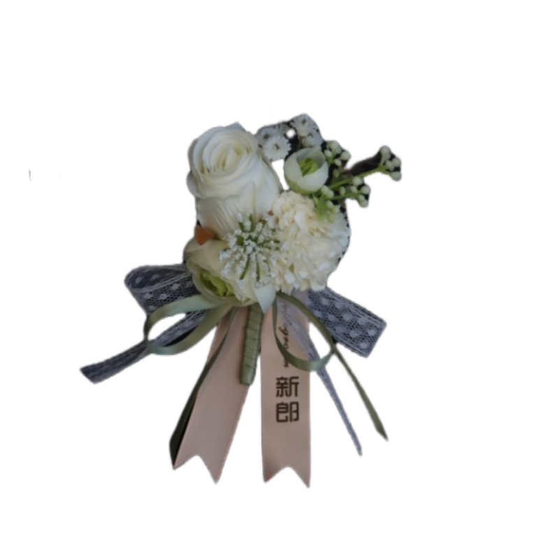 新款原创 白绿玫瑰森系叶子商务活动结婚新郎伴娘姐妹团胸花手花