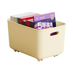书箱书本收纳箱带滑轮学生教室高中生课桌下装书箱子书筐收纳盒