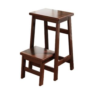 创意家用实木梯凳客厅卧室书房新中式加厚加粗多功能折叠梯凳成人