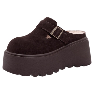 星期六厚底勃肯鞋女加绒毛毛鞋