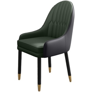 实木北欧餐椅家用皮革意式餐厅酒店靠背牛皮凳现代麻将轻奢桌椅子