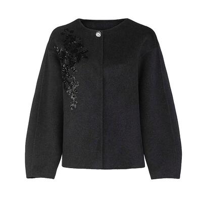 sdeer文艺钉珠短款毛呢大衣