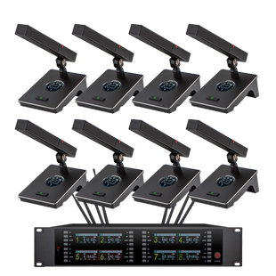斯文迪专业无线会议话筒一拖四八桌面台式鹅颈二双方管短杆麦克风