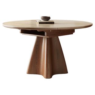 中古实木岩板圆餐桌高级小户型洞石餐桌2026新款长方形可伸缩餐桌