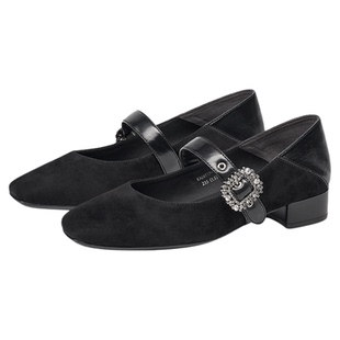 KISSCAT接吻猫[夜秋棠]舒适法式复古玛丽珍平底不累脚两穿单鞋