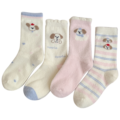 粉色澳绒袜子女中筒袜保暖地板袜