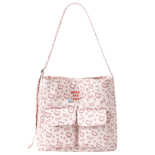 畹町猫咪豹纹帆布包女大学生上课包大容量轻便休闲单肩斜挎尼龙包