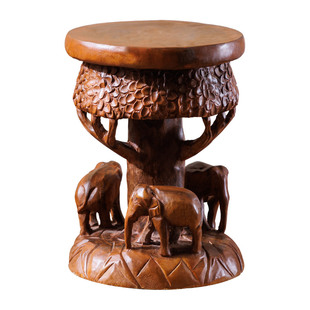泰国实木大象凳子矮凳创意动物坐凳家用门口换鞋凳花架花凳木墩子