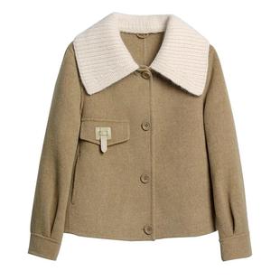 时尚通勤双面呢大衣秋冬新款纯羊毛加厚女士短款保暖羊绒外套