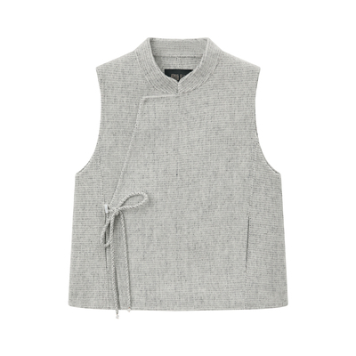 新中式羊毛花纱立领双面呢马甲