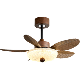 中古风吊扇灯餐厅法式复古芭蕉扇叶风扇灯迷你一体卧室全光谱护眼