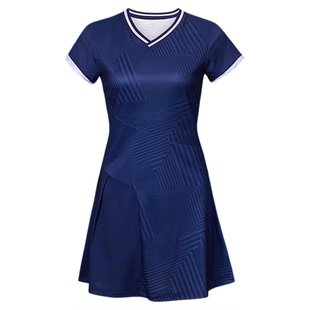 Kawasaki川崎新款羽毛球服女神连衣裙防走光V领运动速干透气B2795