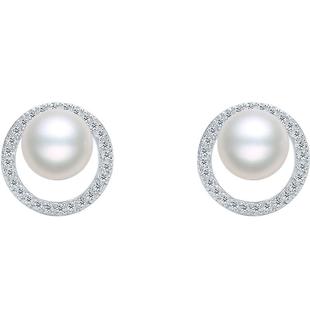 周六福白月光淡水珍珠耳钉S925银耳饰女送女友本命年礼物