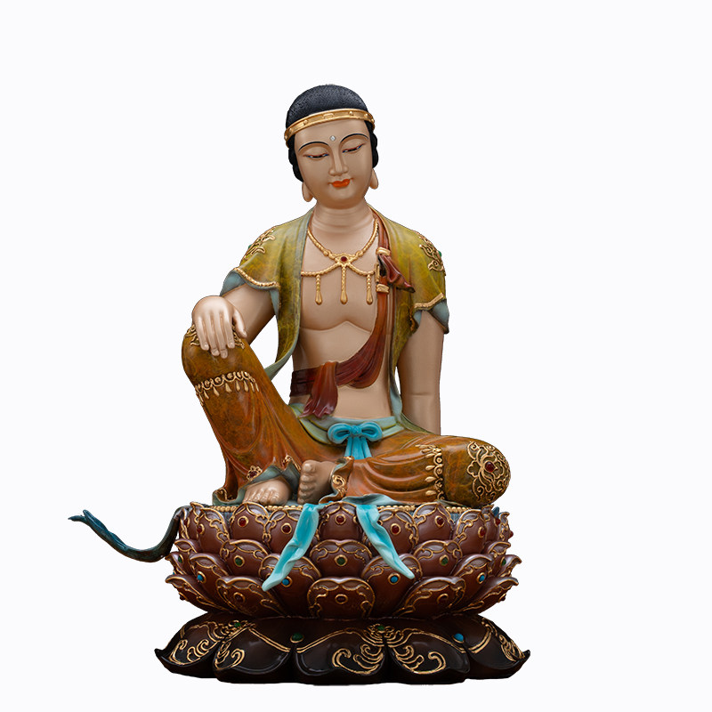 康盛歪脖老母神像全铜鎏金彩绘