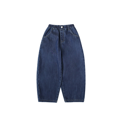 中大童加绒牛仔萝卜裤廓形