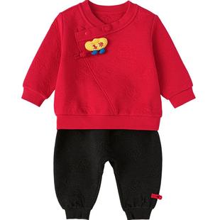 巴拉巴拉童装儿童套装男童宝宝拜年服女童2026年冬装两件套红色