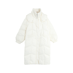 西町村屋羽绒服女冬季新款休闲感学院文艺连帽长款外搭HD8205164