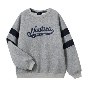 【加绒】NAUTICA童装男女童圆领卫衣秋冬季儿童上衣内里摇粒绒