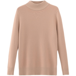 加绒半高领毛衣女一体绒秋冬加厚内搭大码修身打底针织衫保暖上衣