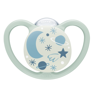 NUK新生儿夜光安抚奶嘴防龅牙防胀气宝宝安睡拇指扁奶嘴0-1-2-3岁