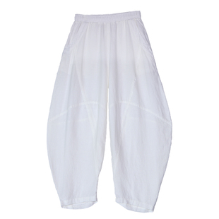 古石后原创休闲裤白色酵素亚麻灯笼裤瑜伽长裤禅修茶艺师裤子女夏