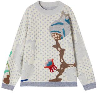 谜底套头针织衫长袖2025冬新品原创提花绣花肌理毛衣女254MZ1865