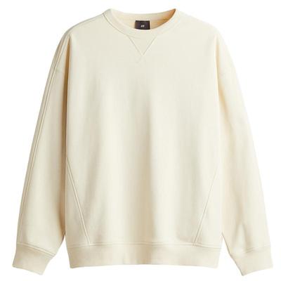 HM男装女装卫衣秋季重磅宽松圆领套头情侣落肩袖宽松卫衣1235553