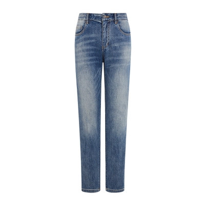 VJC新款男装时尚水洗磨白牛仔裤