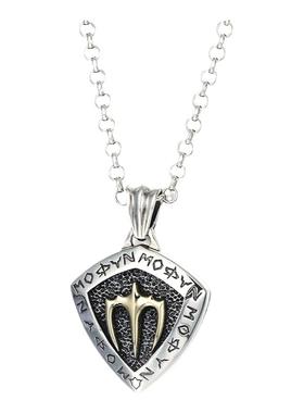 S925纯银项链男潮个性三叉戟银吊坠情侣款卫衣链男饰品做旧轻奢款