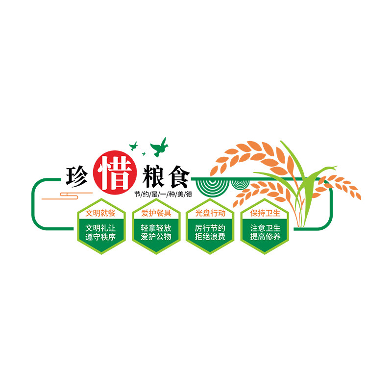 食堂光盘行动文化墙珍惜粮食标语