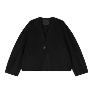 【早秋上新】JNBY/江南布衣秋冬双面毛呢夹克女休闲绵羊毛短外套