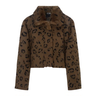 新款豹纹小个子真皮草外套女时尚上东钱兔皮毛一体高级感保暖短款