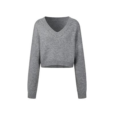 ThreeQuarters烫钻V领毛衣