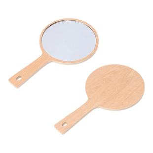 手持半永久美妆纹绣定制logo便捷化妆镜子牙科订制手柄镜实木大号