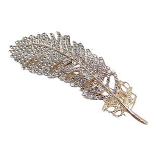 新款满天星发夹镶钻鸭嘴夹韩版学生边夹羽毛水钻网红头饰树叶发卡