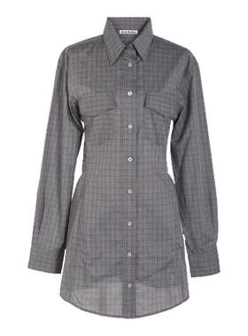 ACNE STUDIOS 新款女士格纹衬衫式长袖连衣裙银泰百货 301574