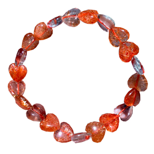 天然阿鲁沙爱心爆闪手链雕刻金砂坦桑尼亚金太阳长石绿柱石送礼物