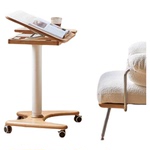 实木移动升降书桌可折叠气动儿童学习桌橡木床边电脑桌客厅小桌子