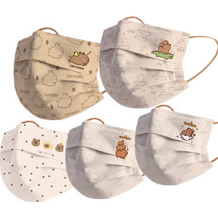 儿童成人水豚卡皮巴拉口罩女高颜值2025新款成人可爱防尘防风防寒