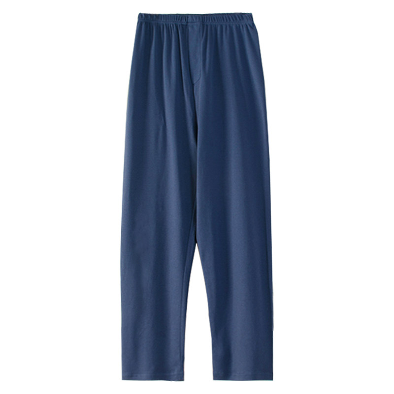 春秋男士纯棉睡裤爸爸纯色大码休闲裤简约全棉宽松保暖裤敞口秋裤