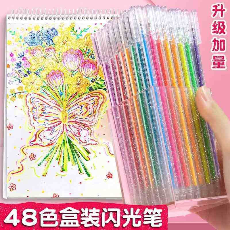 彩光笔闪光啫喱笔彩色闪标记专用荧光手学生笔珠光儿童水彩笔用帐